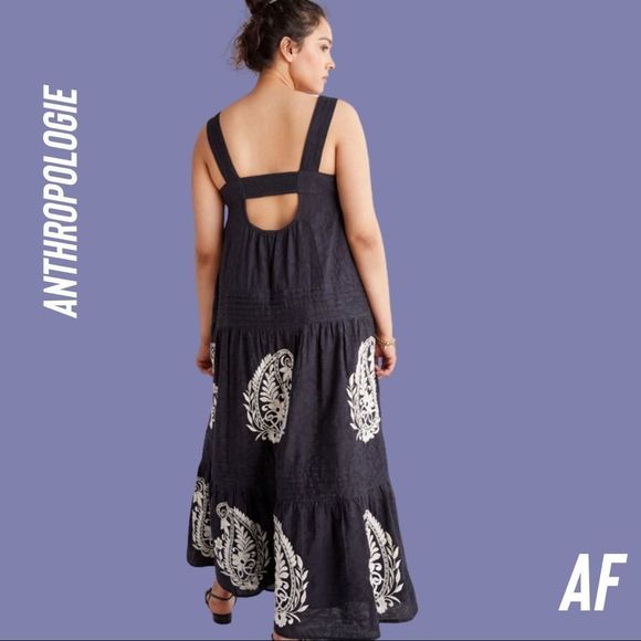 ANTHROPOLOGIE FELICITY MAXI DRESS NEW SIZE SMALL BLACK - Picture 2 of 12